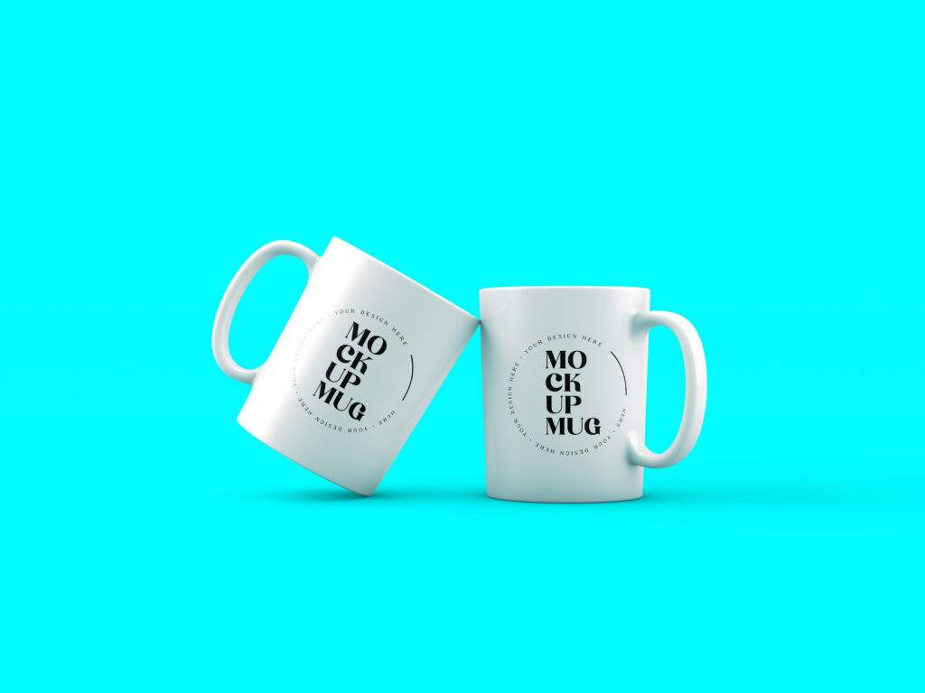 two-mugs-blue-background-mock-up Free Coffee Mug Mockups