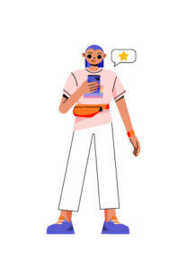 Free Diverse People Illustration - young characters with phone