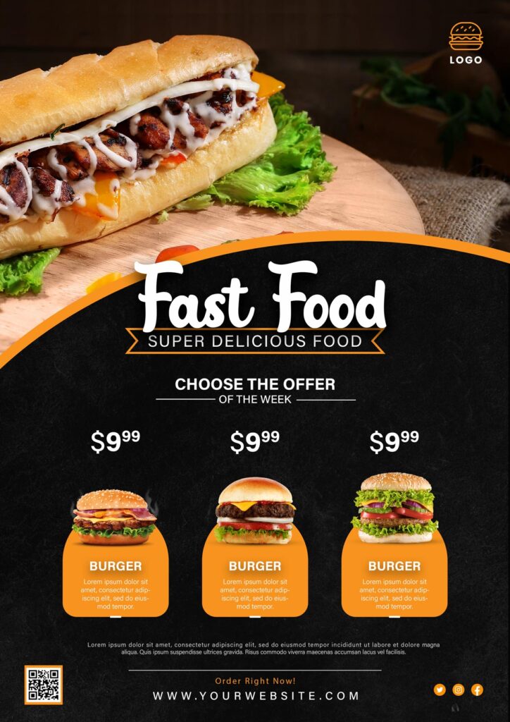 Free fast food poster template free promo poster