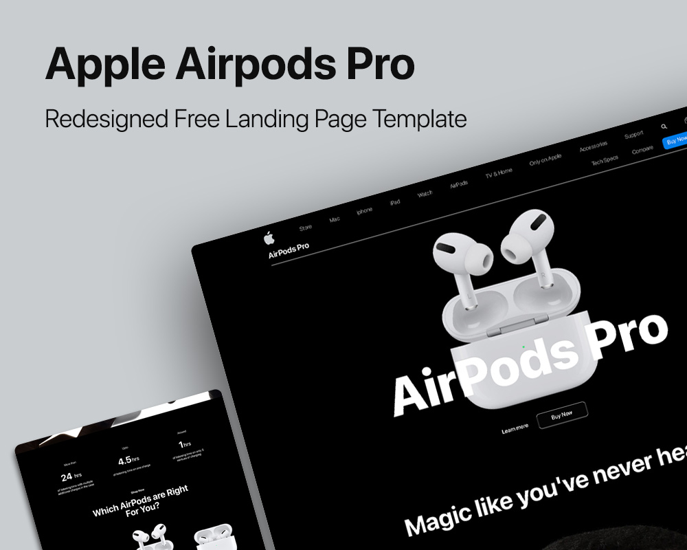 2-Apple-Airpods-Pro-Redesigned Landing Page Template PSD
