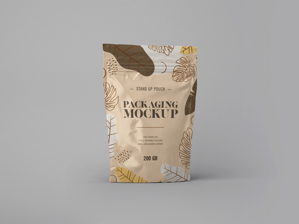 Free Stand Up Pouch Mockup Set PSD Download - Graphic Shell