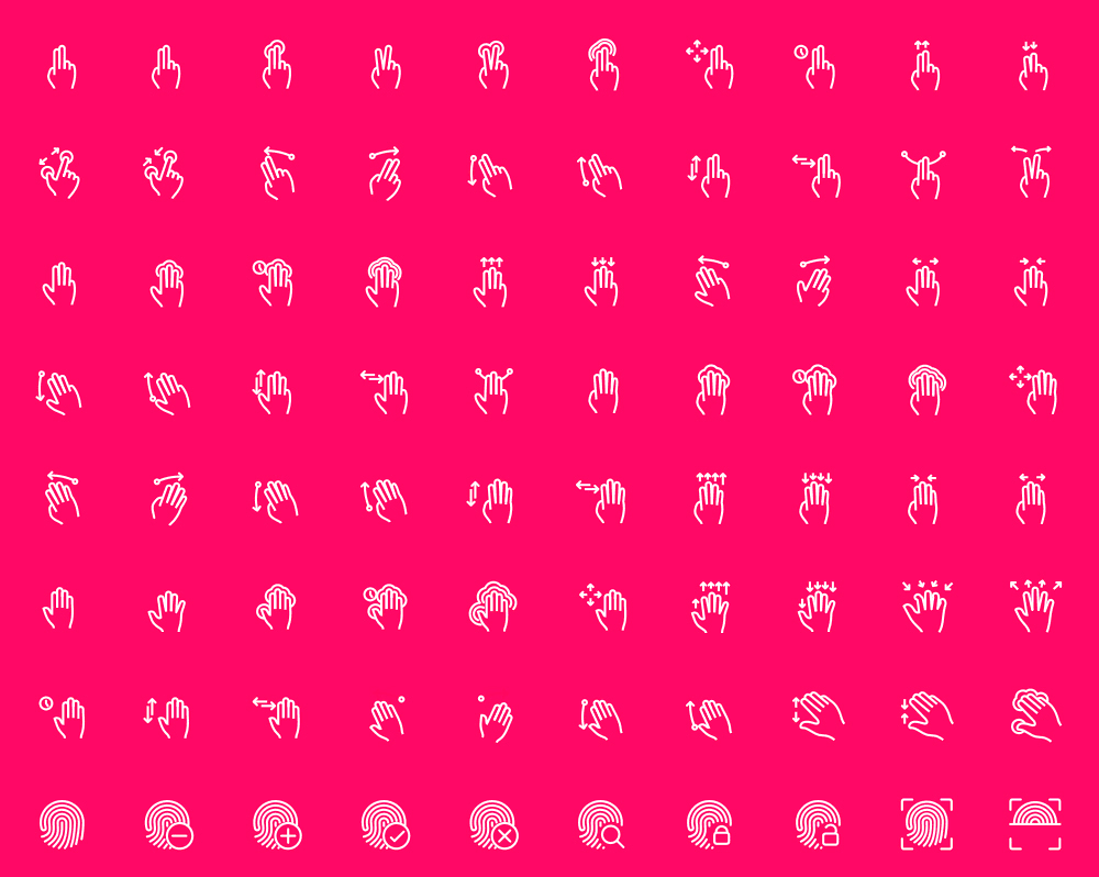 100 Gesture Icons, icon pull down gesture, 100 Gesture and Fingerprints Icons