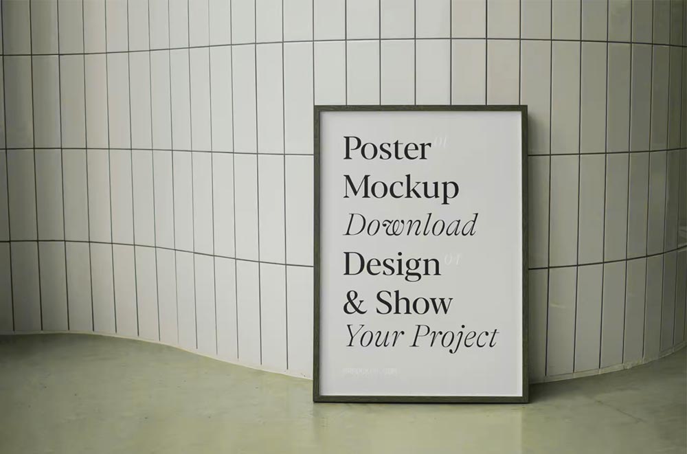 Free-Framed-Poster-Mockup-on-Ground-PSD-Download