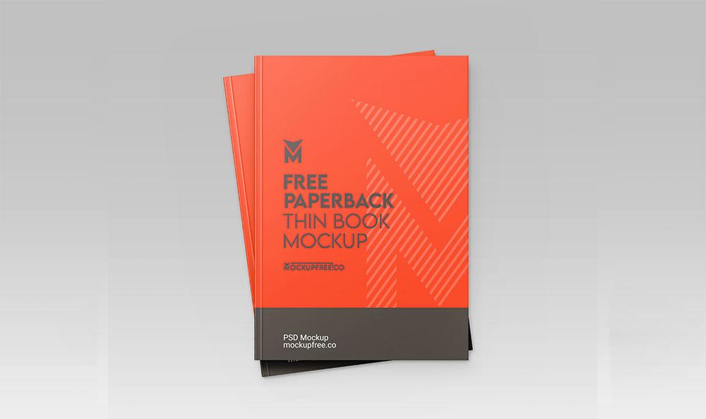 Free-Paperback-Thin-Book-Mockup top view