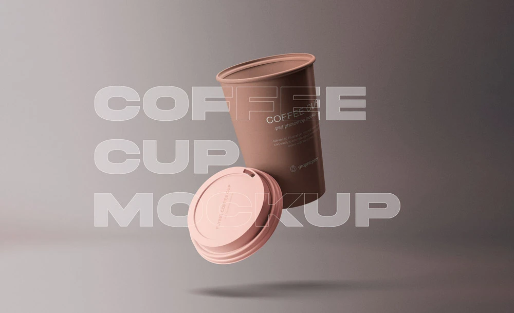 Floating Coffee Cup Mockup Free Download   Graphic Shell