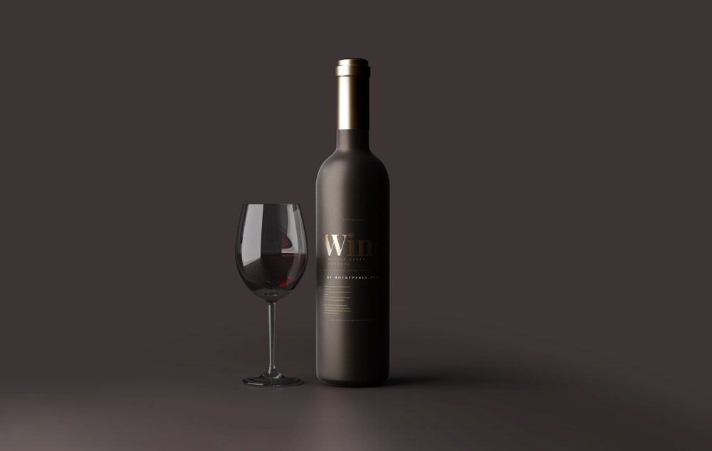 Froster-Wine-glass-with-Wine-Bottle-Mockup